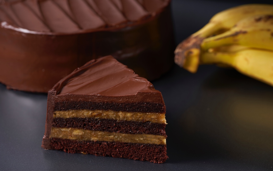 A slice of Chocolate Banana cake from Awfully Chocolate